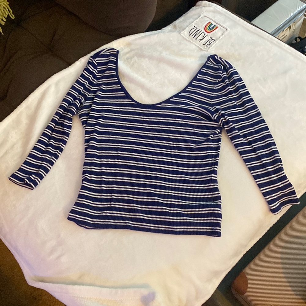 Navy blue and white strips from express.